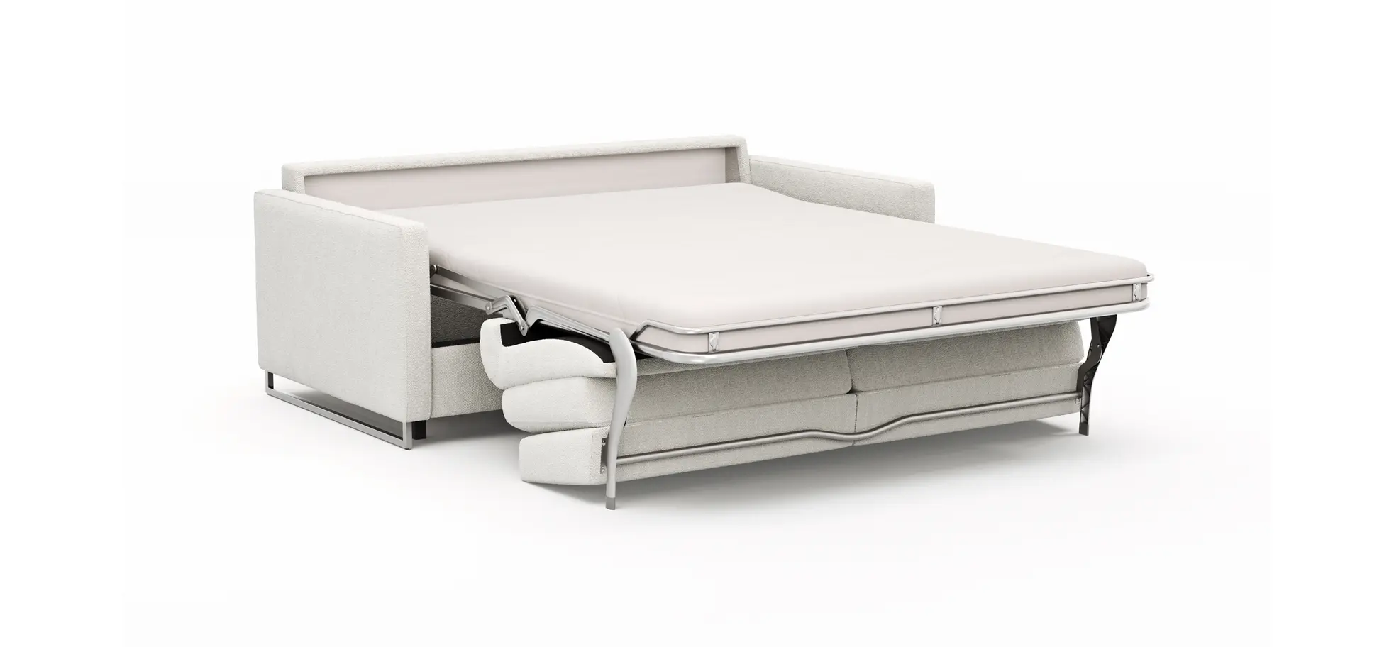Sofa Nuoro - 2,5-Sitzer inkl. Schlaffunktion, Armlehne mit Kufe, Stoff, Natur