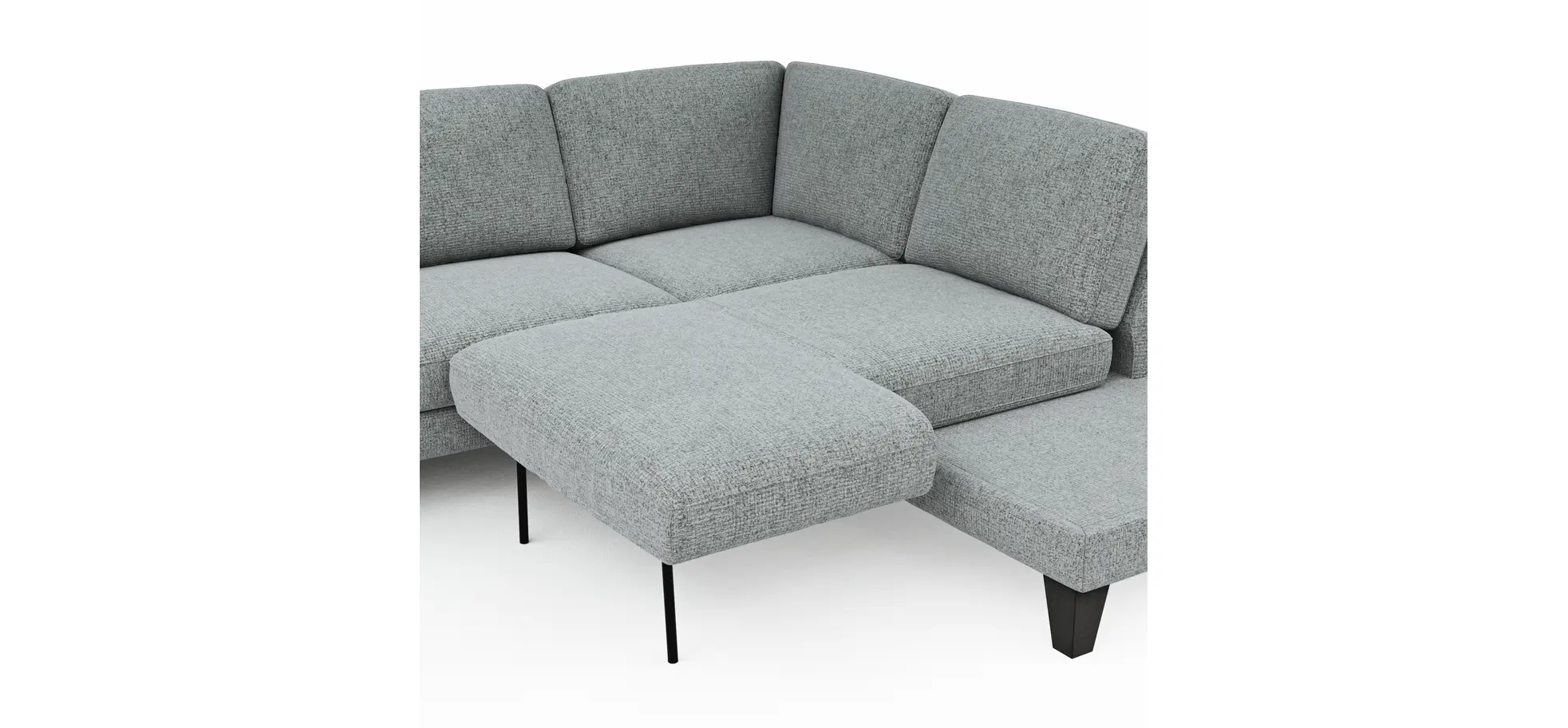 Ecksofa Oviedo - 2,5-Sitzer mit Ecke rechts inkl. Drehsitz, Stoff, Hellgrau