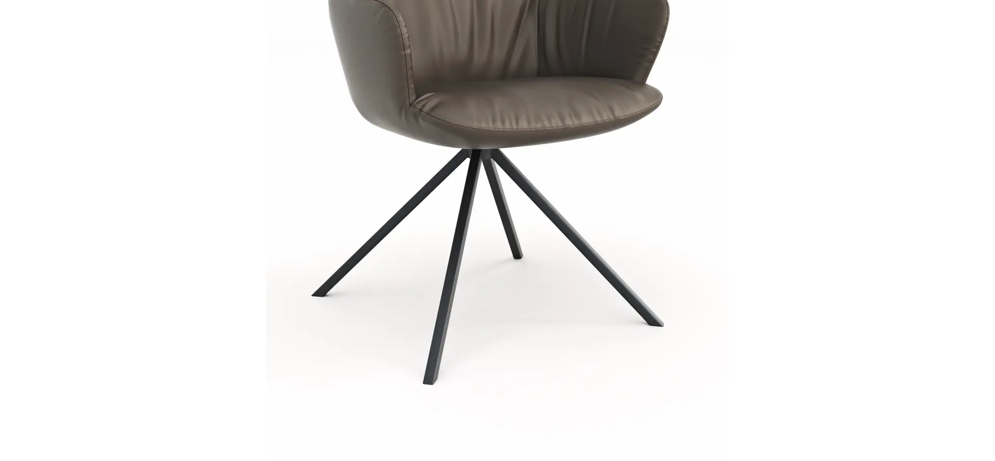 Armlehnstuhl Pegara - Leder, Dunkelbraun