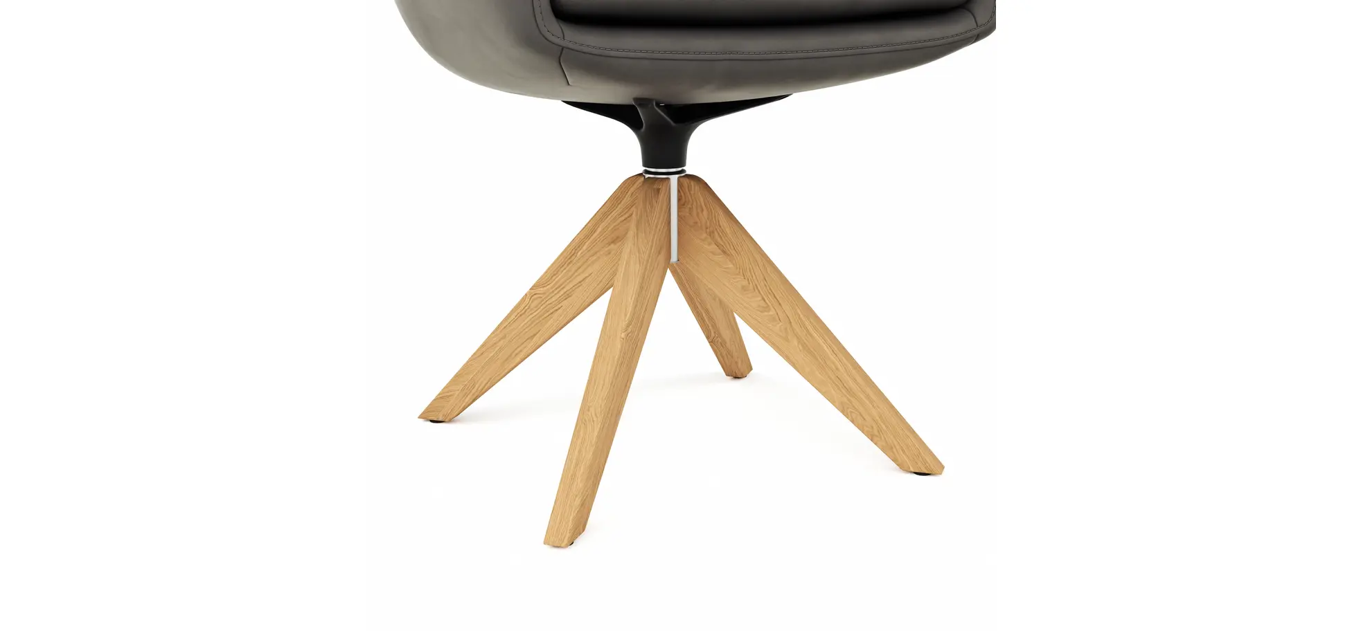 Armlehnstuhl Macano - drehbar, Leder, Grau