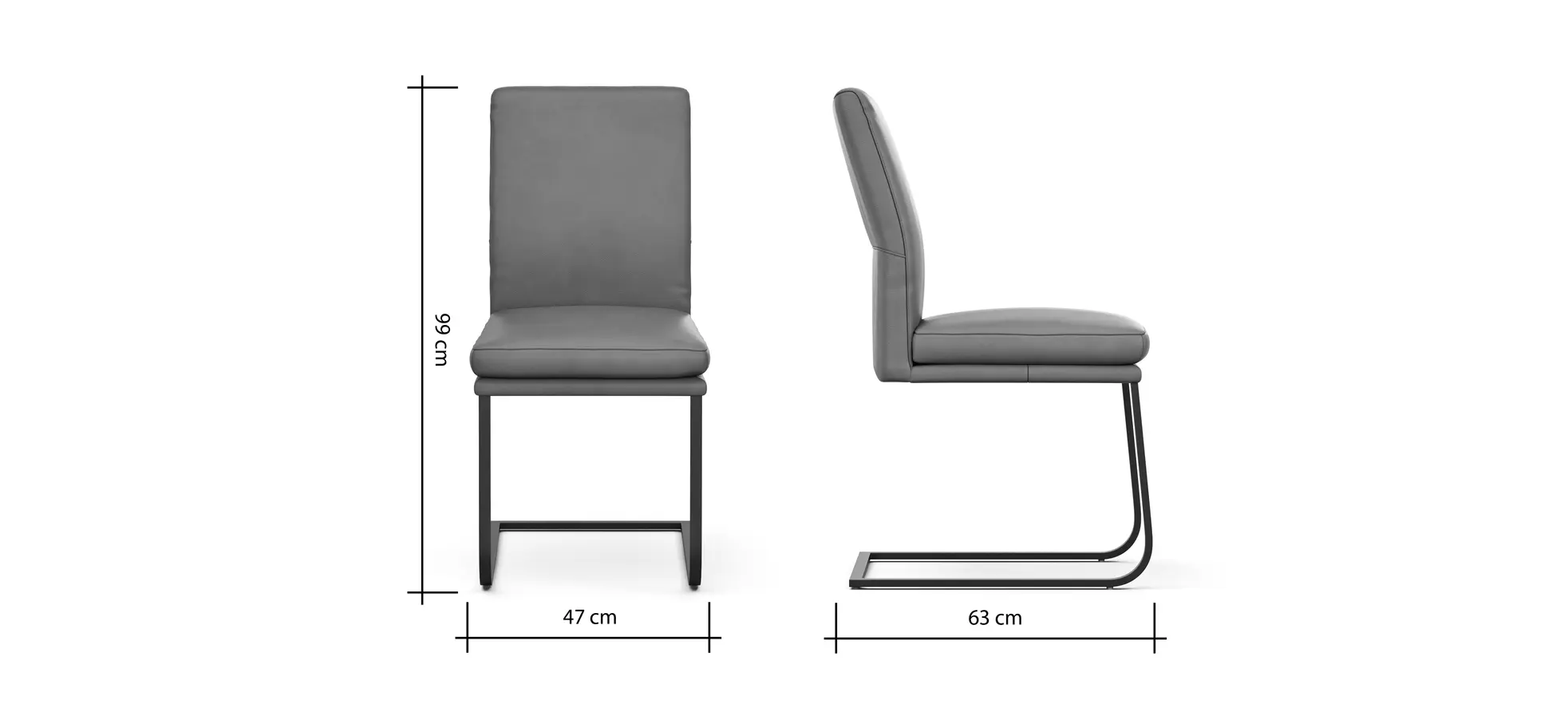 Freischwinger Valloni, Leder, Hellblau