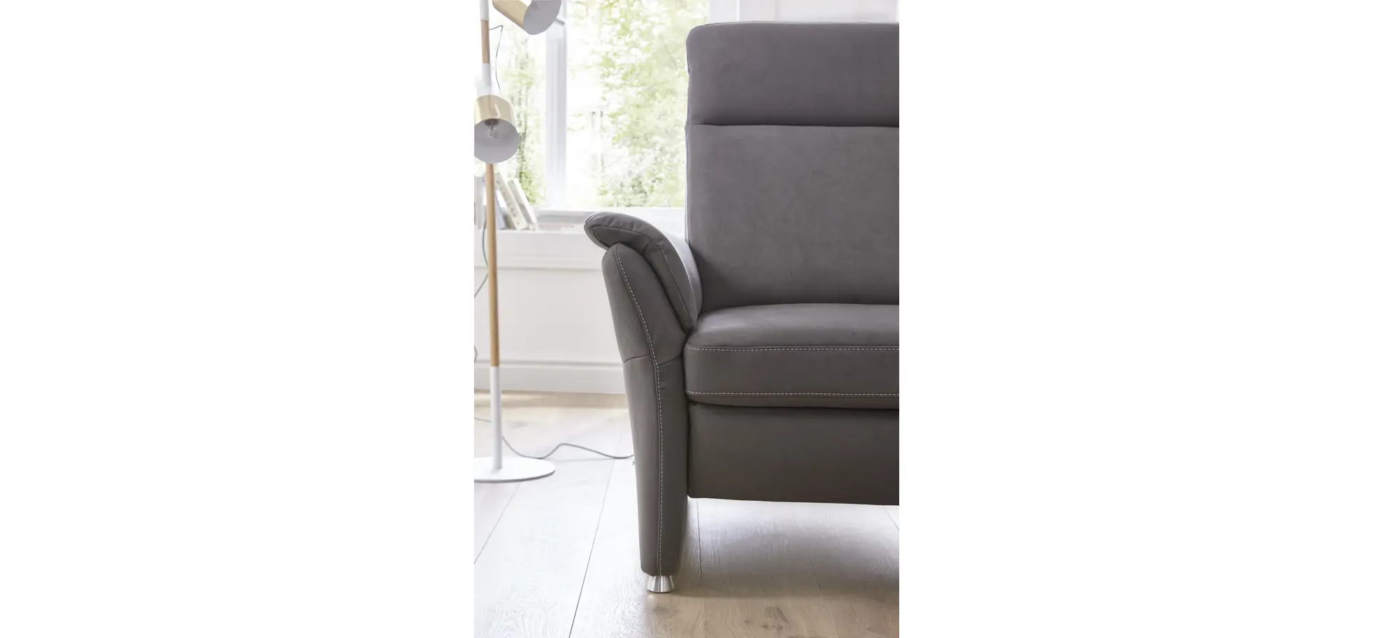 Sofa Arima H - 2-Sitzer inkl. Relaxfunktion (motorisch), Stoff, Dunkelbraun