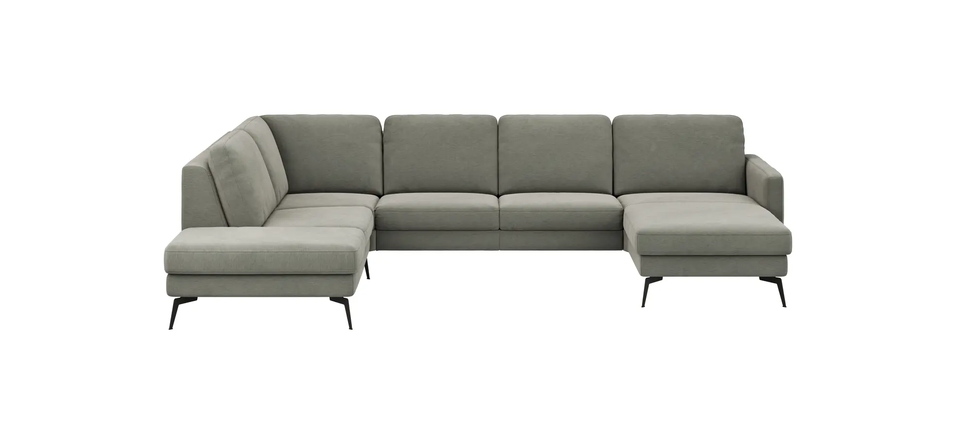 Wohnlandschaft Enna - Ecke links, 2,5-Sitzer, Longchair rechts, Stoff, Grau 109158