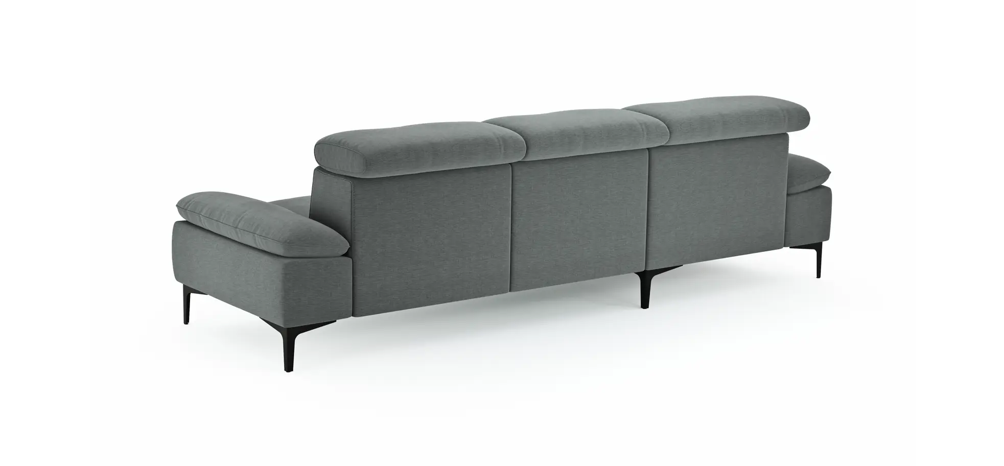 Ecksofa Felipa - Longchair links mit 2,5-Sitzer inkl. Kopfteil verstellbar, Stoff, Grau
