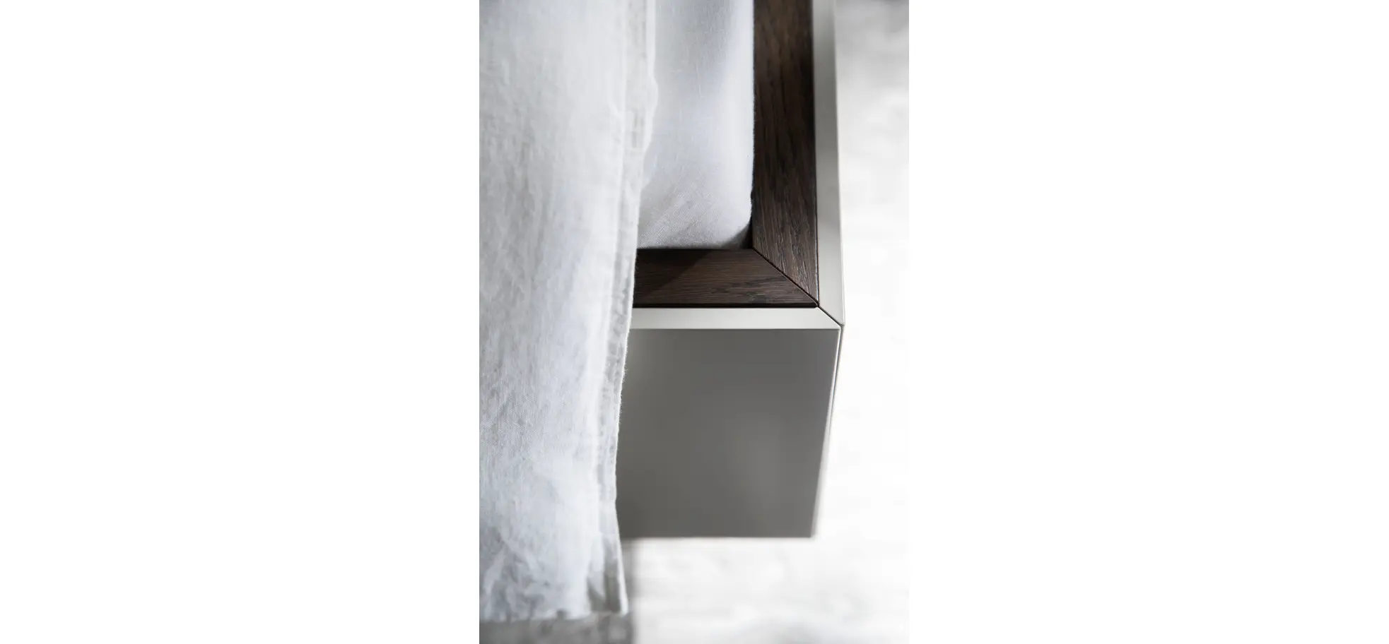 Bettanlage Matera - Liegefläche ca. 180x200 cm, Lack, Muschelgrau, Wildeiche, Coffee