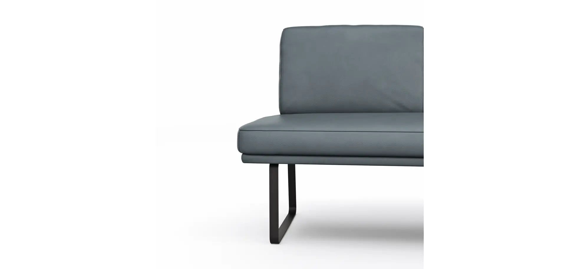 Bank Valloni - B ca. 221 cm, mit Rückenlehne, Leder, Hellblau