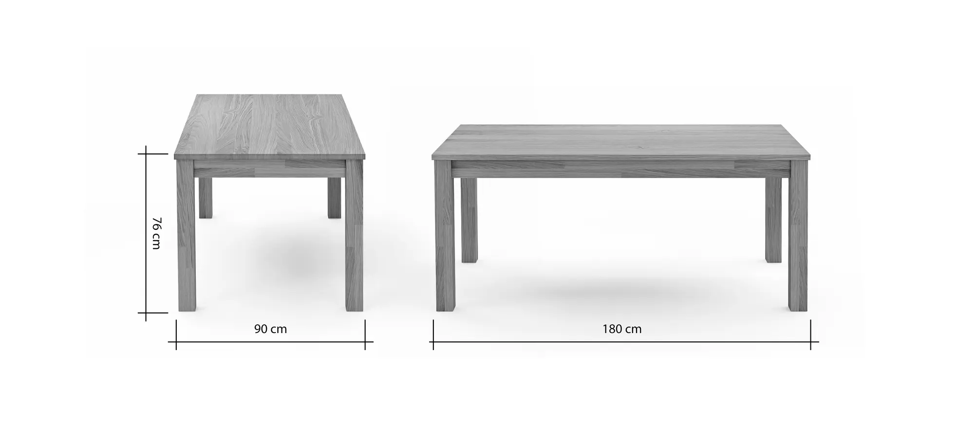Esstisch Dinner - verlängerbar, LB ca. 180x90 cm, Wildeiche massiv