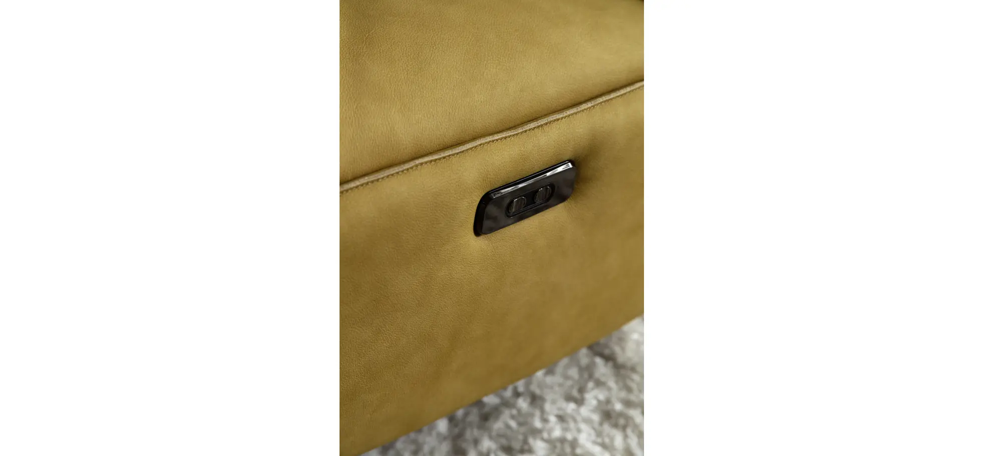 Loungesessel Lovere - Leder, Curry, Armlehne links