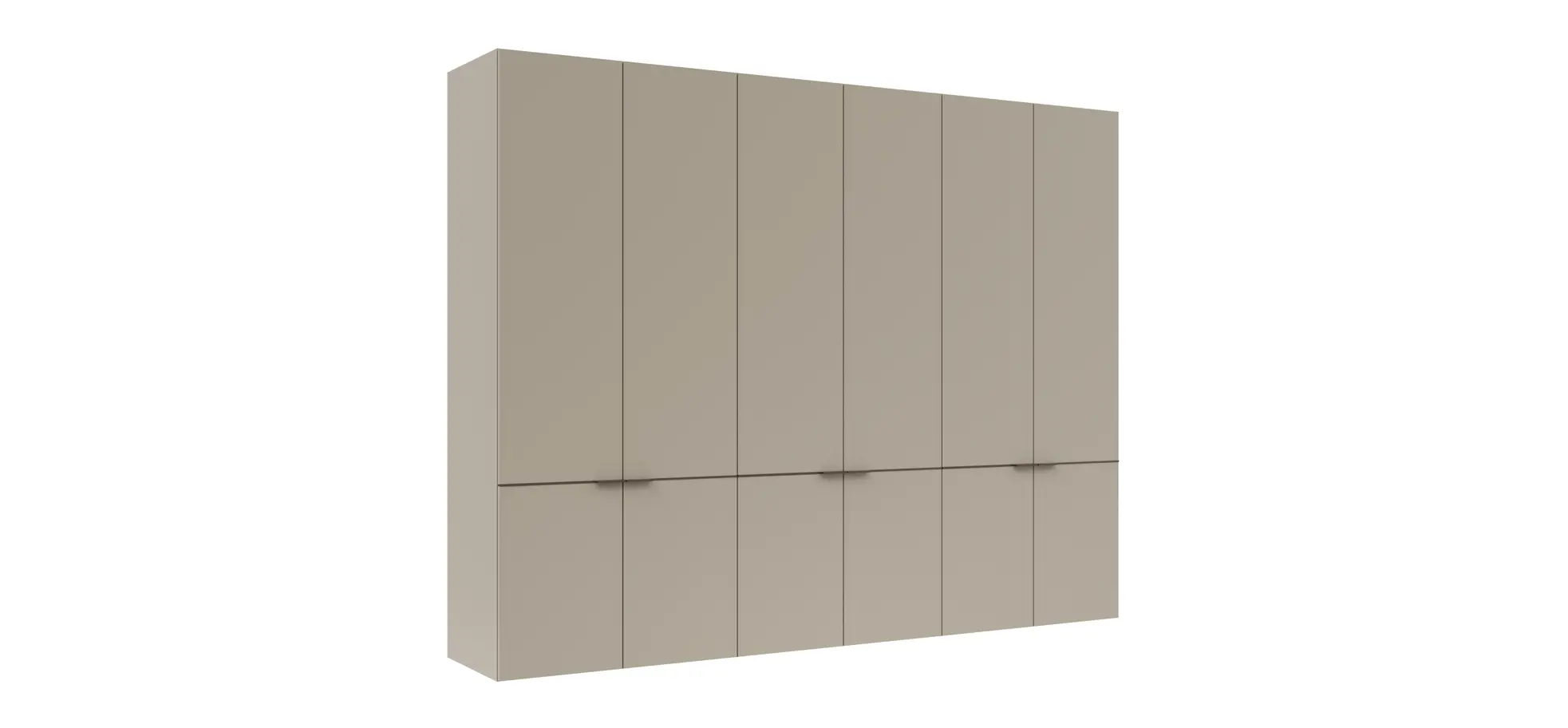 Drehtürenschrank Matera - BHT ca. 301x235x60 cm, Lack Matt, Muschelgrau, Griffe Coffee 131582