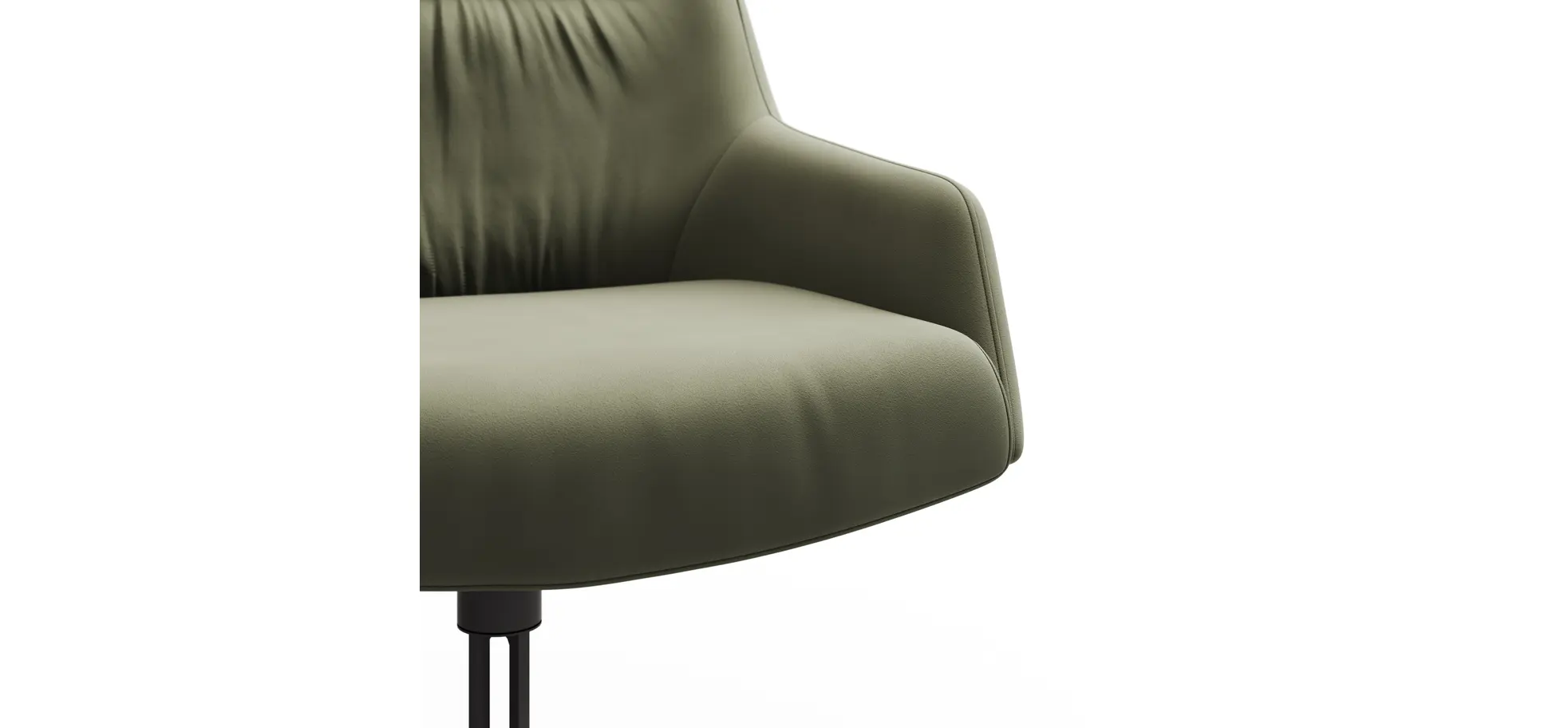 Armlehnstuhl Sagres - drehbar, Leder, olive