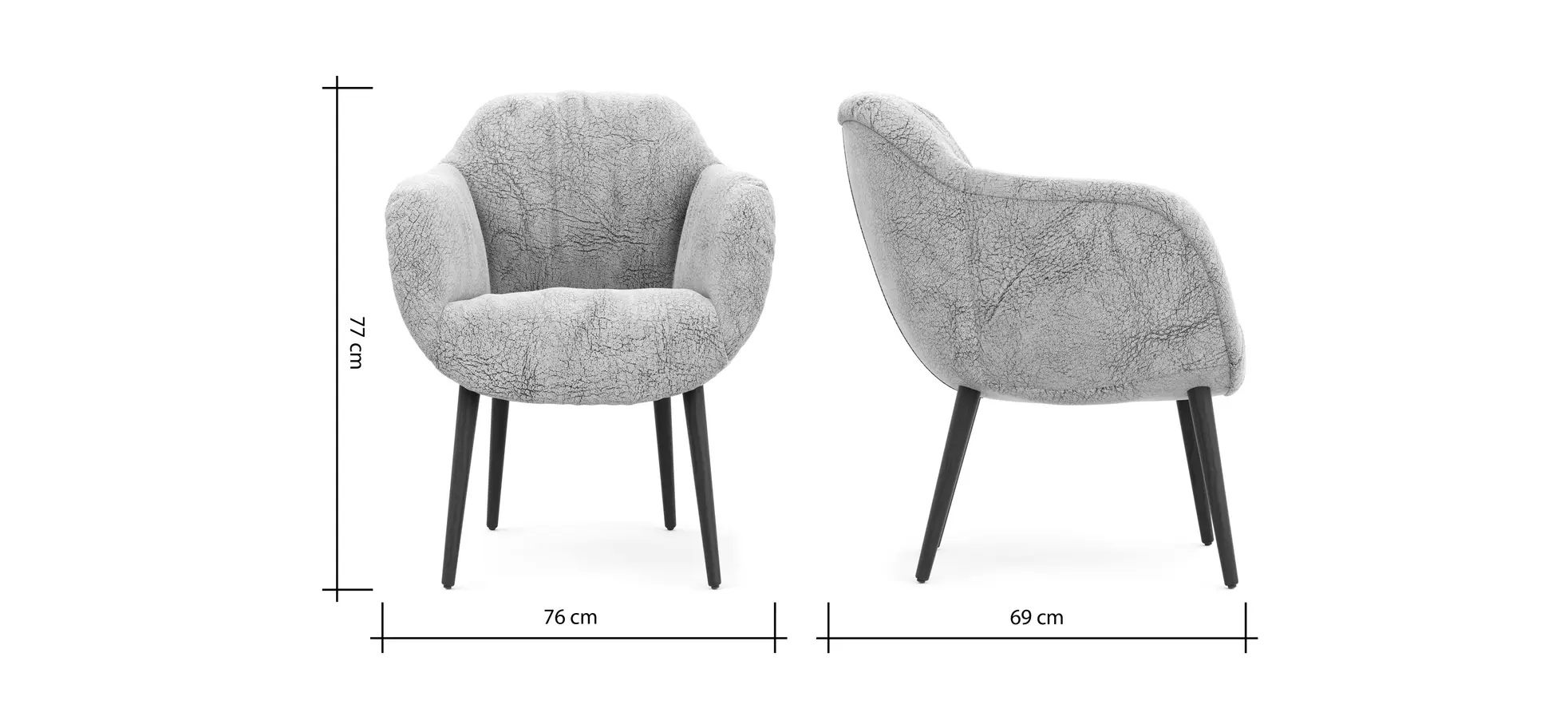 Sessel Sevano - Leder, Offwhite