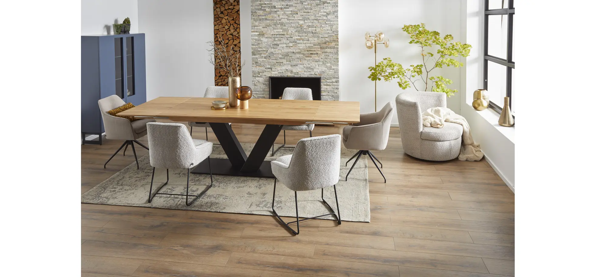 Esstisch Talara Lola V - ausziehbar, LB ca. 180x90 cm, Wildeiche geölt