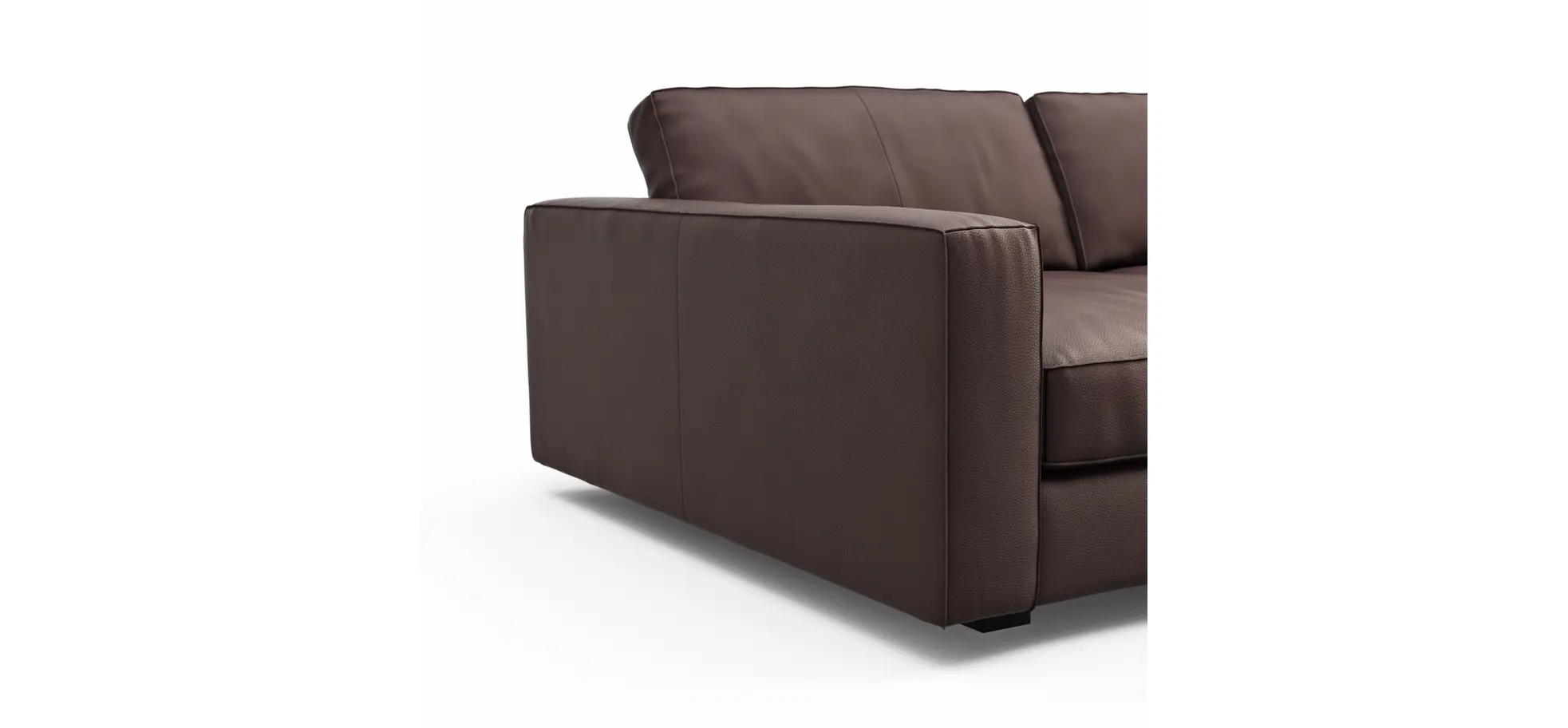 Sofa Aprino 2 - 3,5-Sitzer XXL, Dickleder, Dunkelbraun , Armlehne Block schmal
