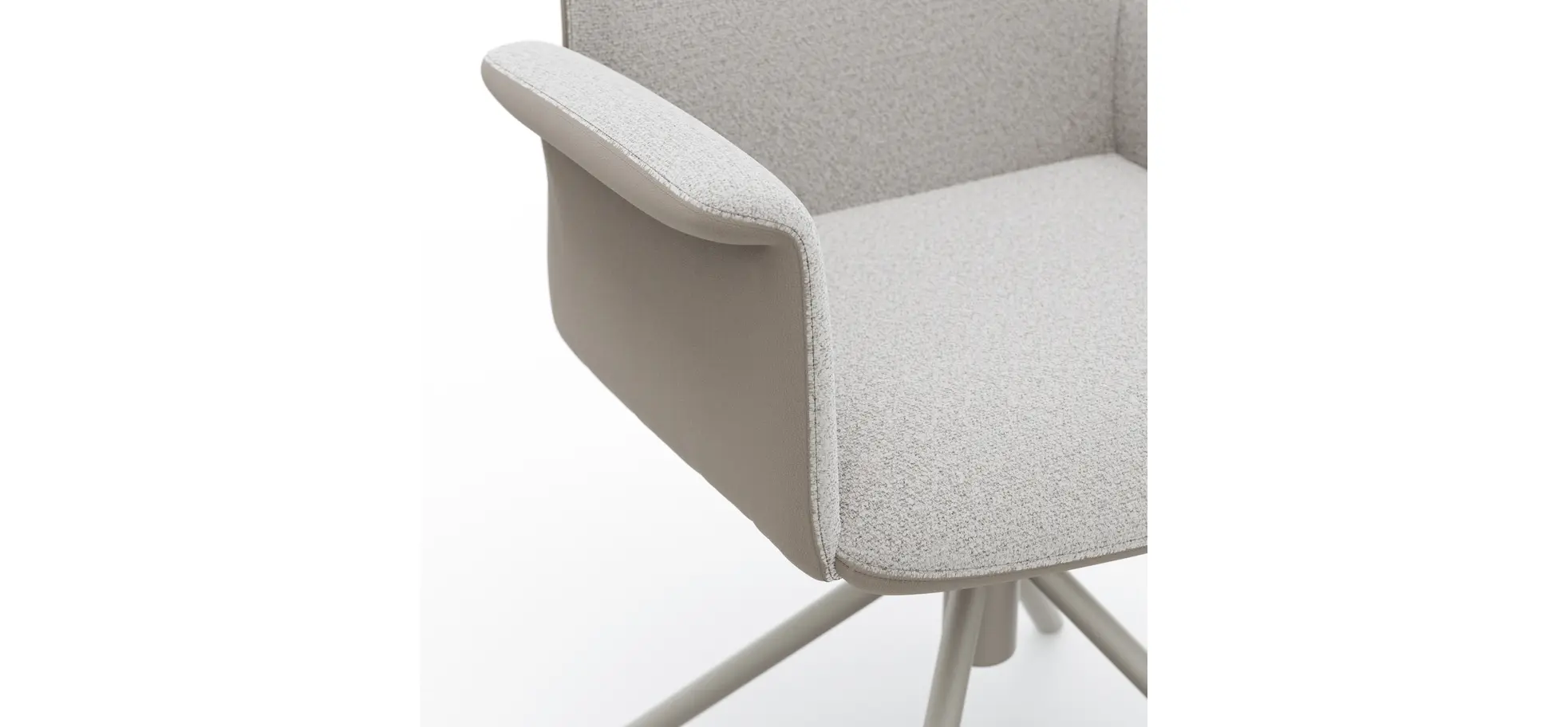 Armlehnstuhl Sedana - drehbar, Leder & Stoff, Grau