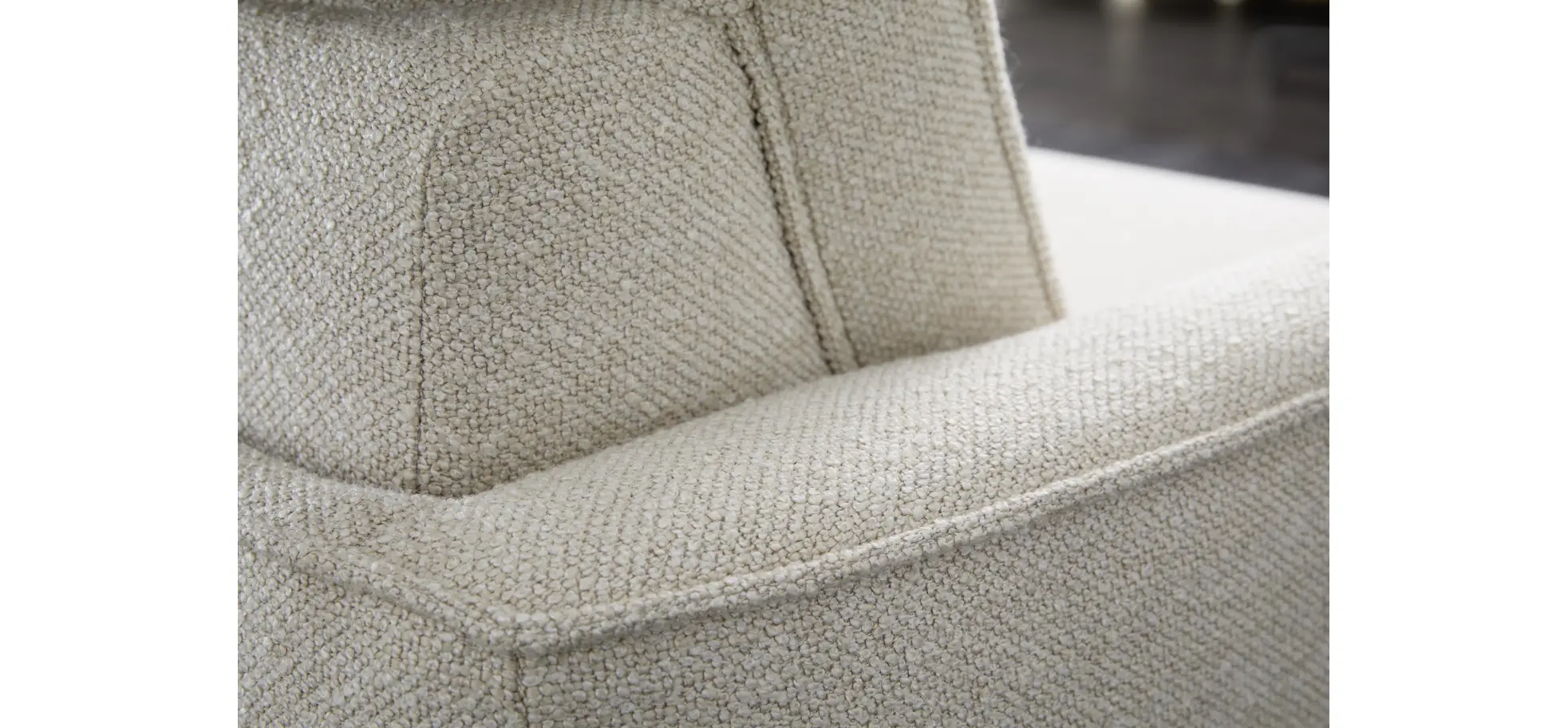 Ecksofa Amadena - 2-Sitzer mit Ecke rechts inkl. Kopfteilverstellung und Sitzvorzug, Stoff, Creme
