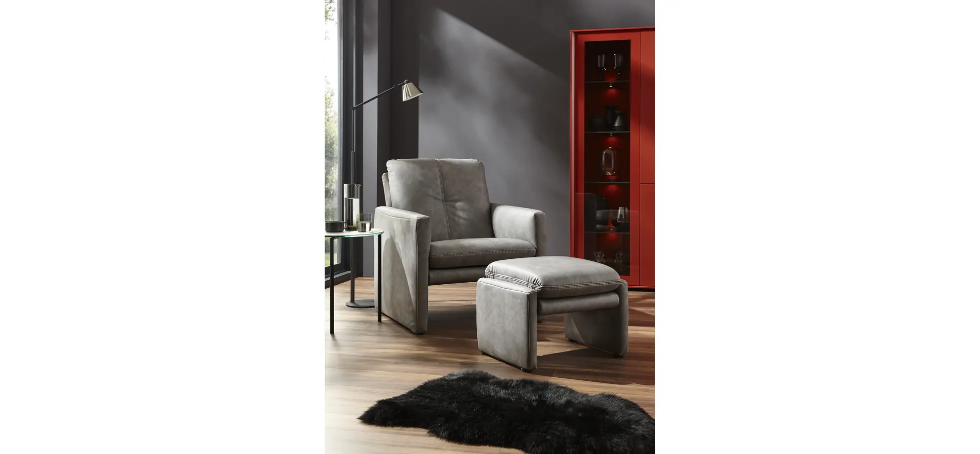 Hocker Tenero - inkl. Sitzhöhe verstellbar, Stoff, Grau