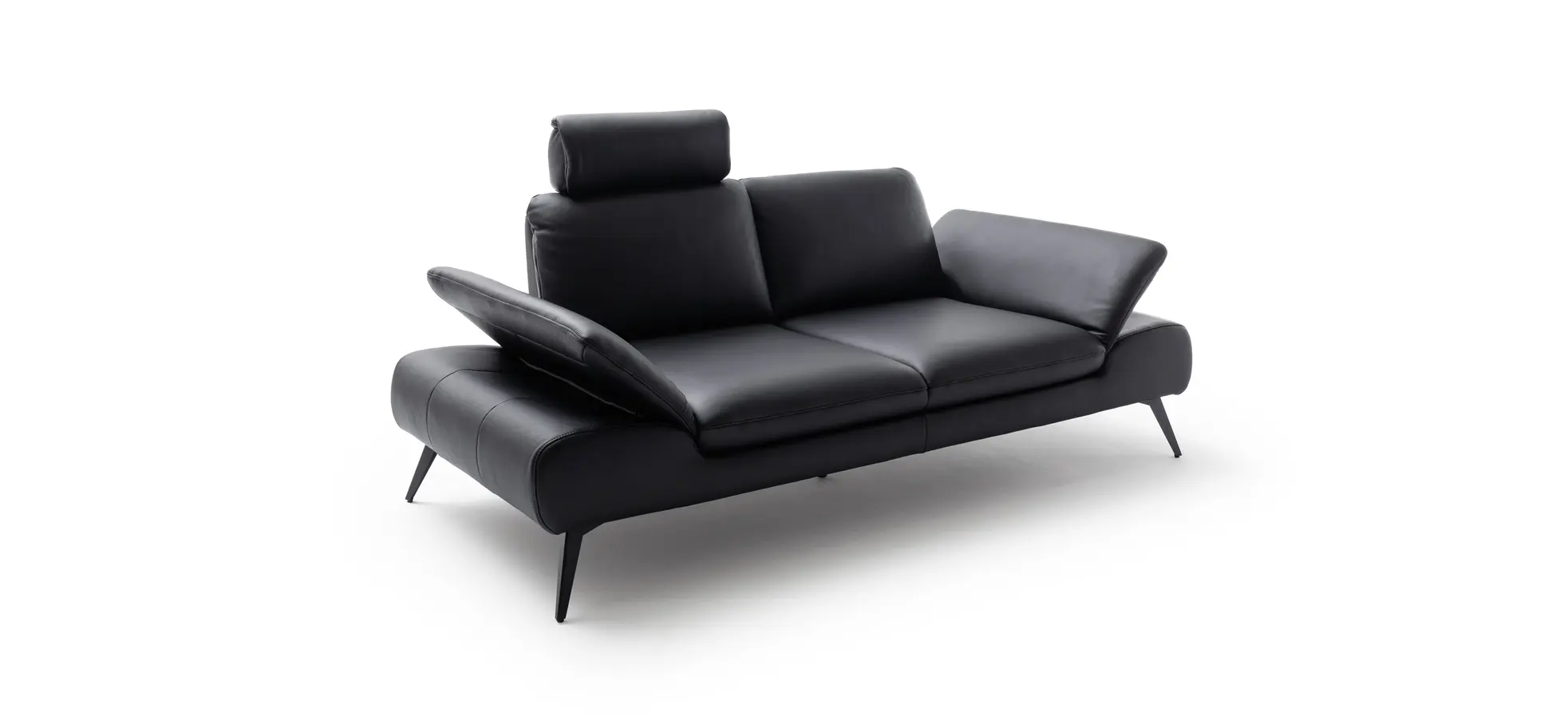 Sofa Collina - 2,5-Sitzer, Leder, Schwarz