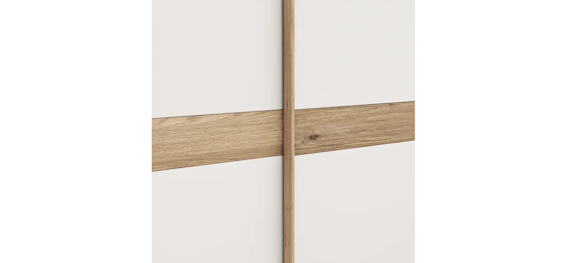 Schwebetürenschrank Viana - B ca. 271 cm, Lack, Weiß, Riffholz, Balkeneiche