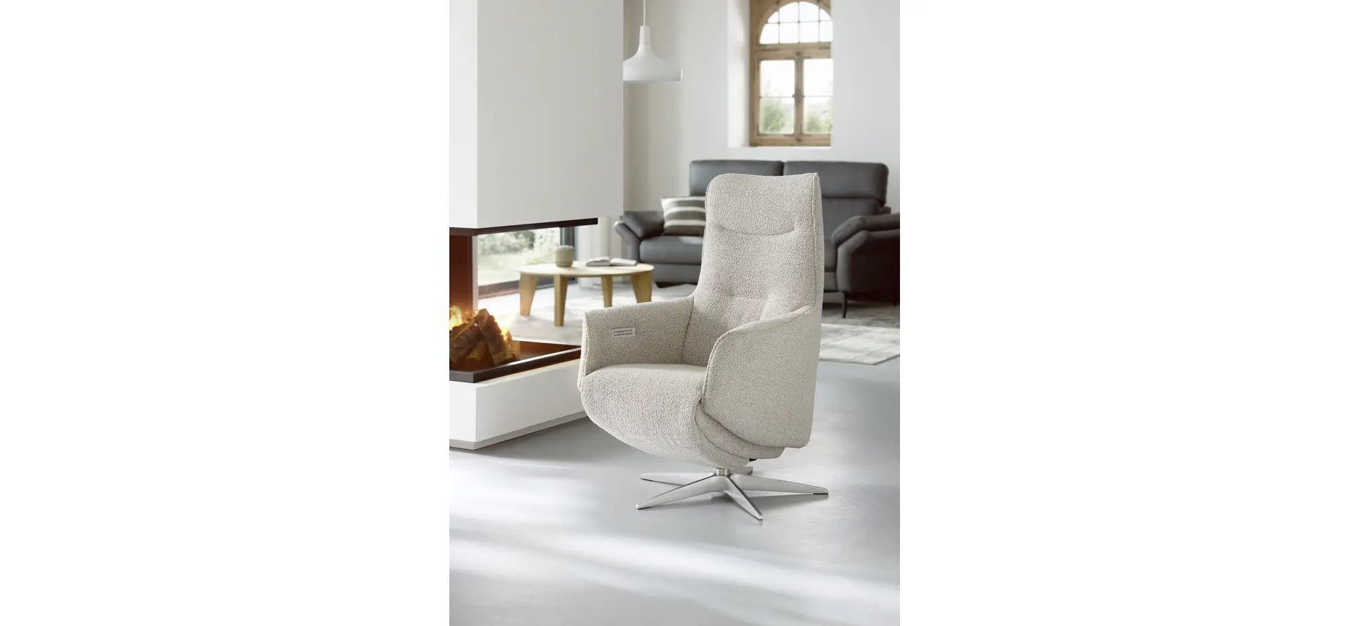 Relaxsessel Riposo - inkl. motorischer Relaxfunktion, Stoff, Graubeige