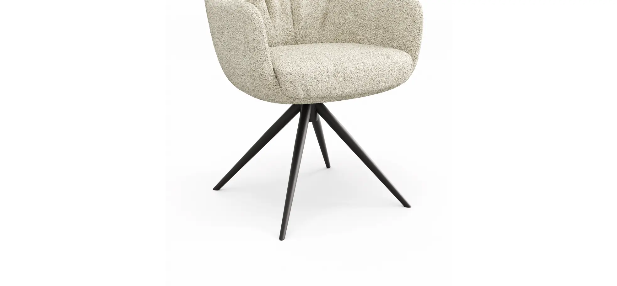 Armlehnstuhl Mis Legere - Boucle, Creme, Stativ, Anthrazit