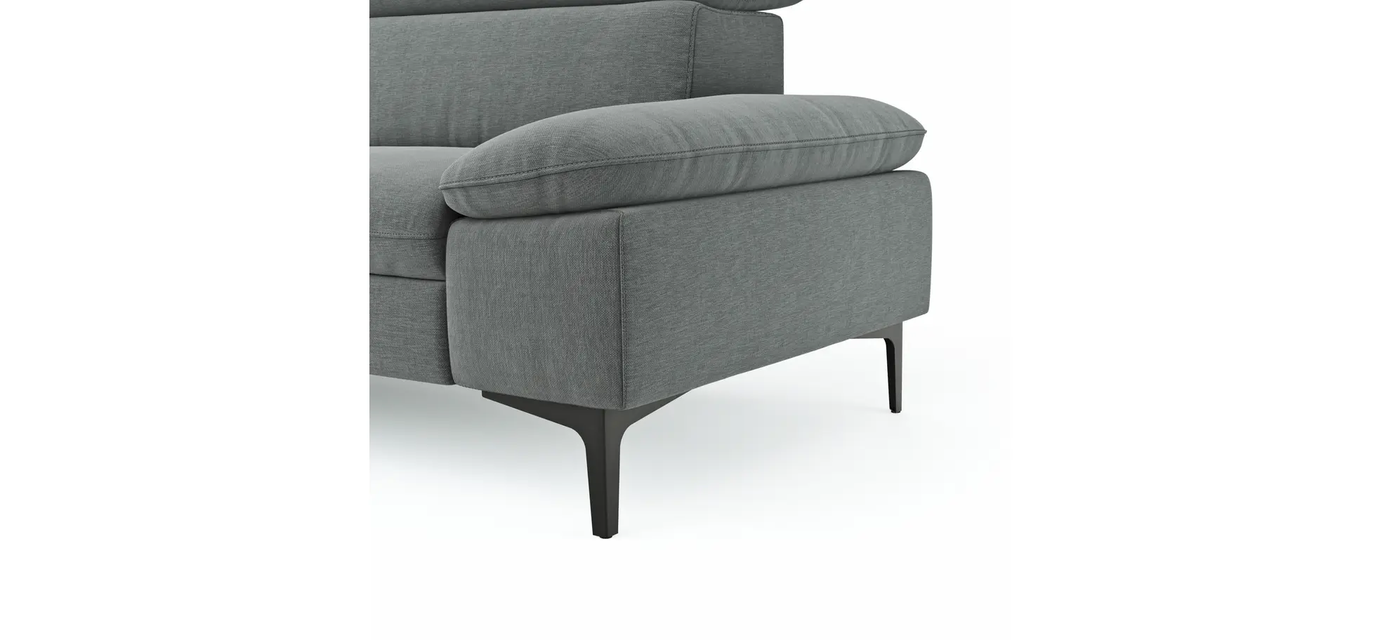 Ecksofa Felipa - Longchair links mit 2,5-Sitzer inkl. Kopfteil verstellbar, Stoff, Grau