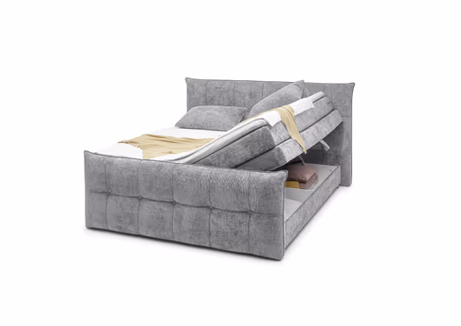Boxspringbett- Liegefläche ca. 180x200 cm, Stoff, Grau