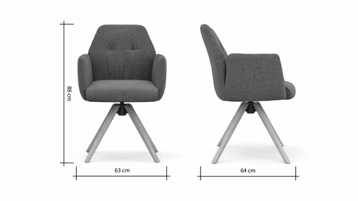 Armlehnstuhl Nashville - drehbar, Stoff, Dunkelbraun