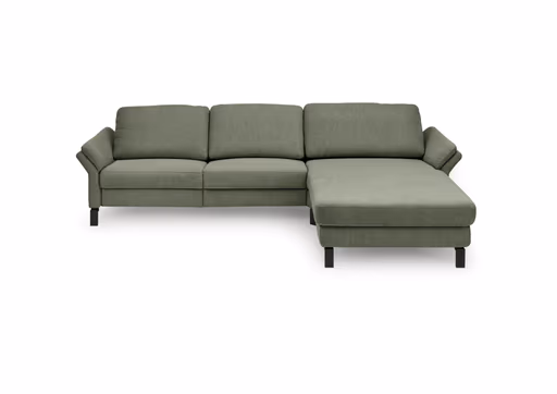 Ecksofa CALM PREMIUM 2.0 - 3-Sitzer mit Longchair rechts, Rückenlehne vertellbar, Stoff, Dunkelgrün