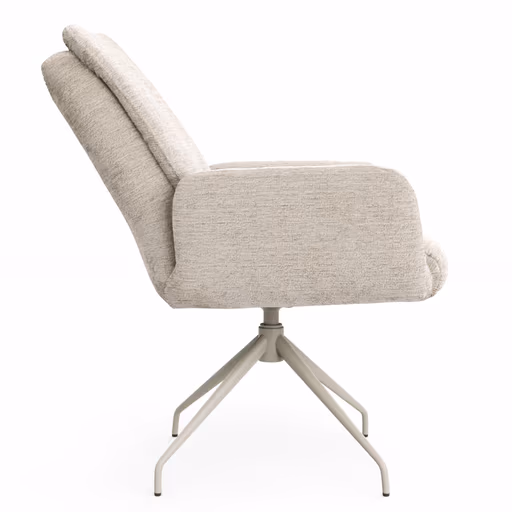 Armlehnstuhl Evania - Dreh und Relax-Funktion, hoher Rücken, Stoff, Ecru