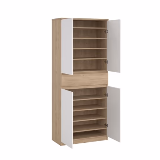 Schuhschrank - B ca. 81 cm, Jackson Hickory Nachbildung, Weiß