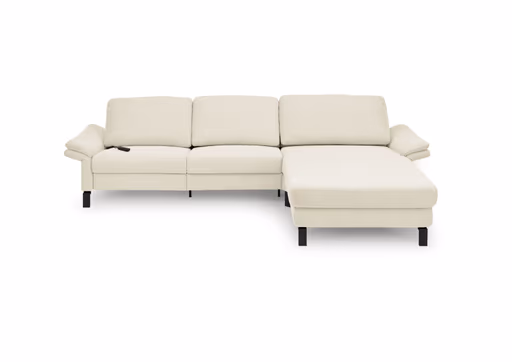 Ecksofa CALM PREMIUM 2.0 - 3-Sitzer mit Longchair rechts, Relaxfunktion motorisch, Armlehne verstellbar, Stoff, Natur