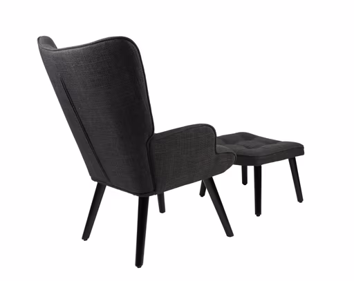 Sessel mit Hocker - Stoff, Anthrazit