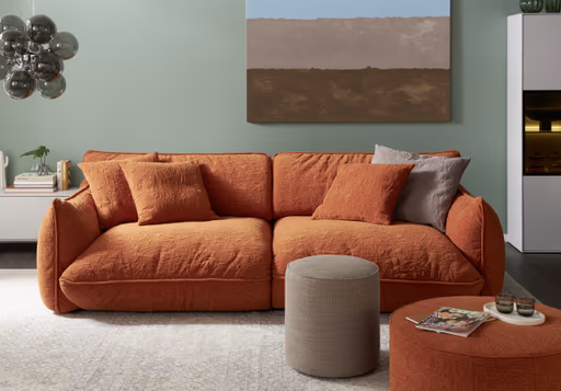 Sofa Fluffy - 4-Sitzer inkl. Rückenlehne verstellbar, Stoff, Kupfer