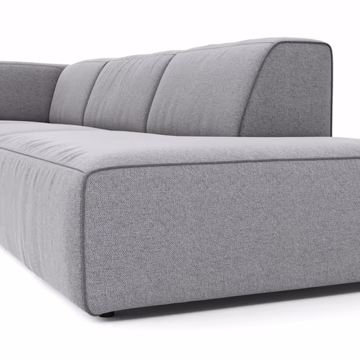Ecksofa Elementos - Ecke links mit 1-Sitzer und Abschlusselement, Stoff, Grau