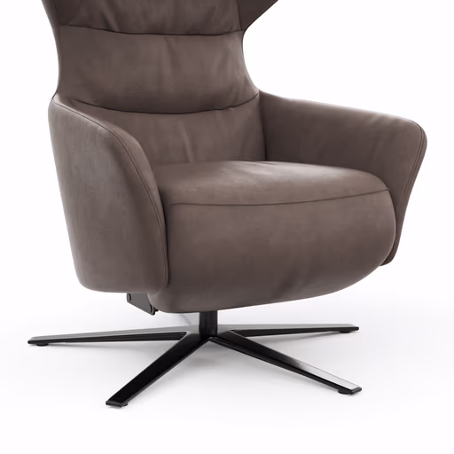 Drehsessel Houston Relax - Größe M, inkl. Relaxfunktion (motorisch), Aufstehhilfe und Kopfstütze, Leder, Dunkelbraun