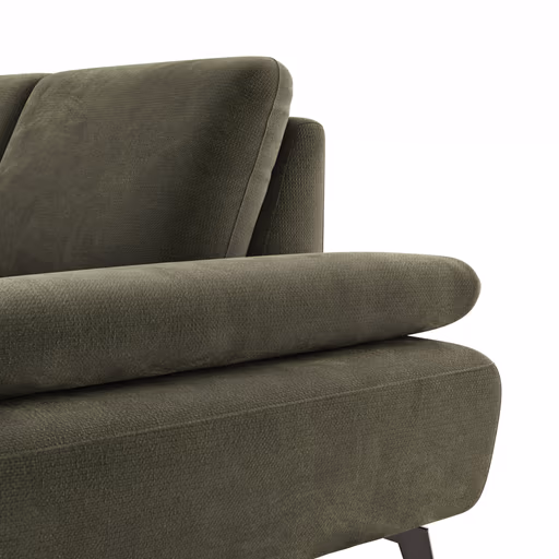 Ecksofa Theodor - Longchair links mit 2-Sitzer, Armlehne/Sitztiefe verstellbar, Stoff, Braungrün