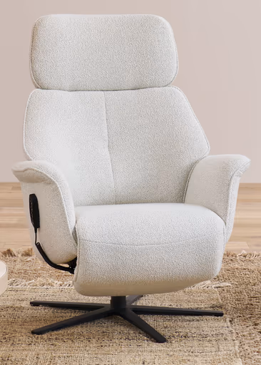 Fernsehsessel EM Fulda - Relaxfunktion teilmotorisch, Stoff, beige