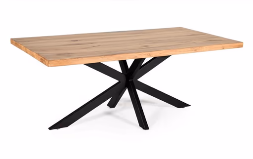 Esstisch - LB ca. 240x100 cm, Wildeiche massiv geölt, Schwarz