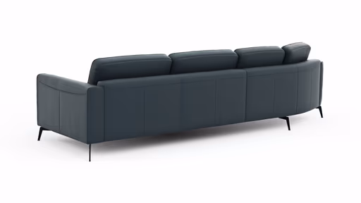 Ecksofa Oviedo - Ecke links mit 2-Sitzer, Leder, Dunkelblau