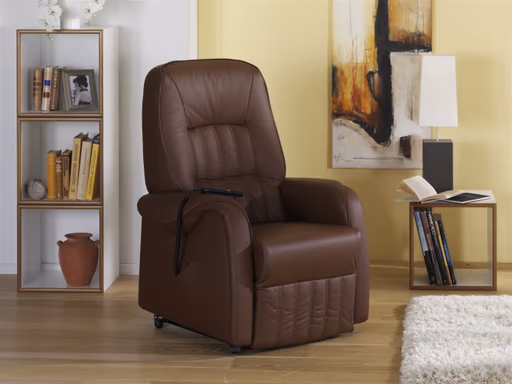 Fernsehsessel EM Kassel - Relaxfunktion (1-motorisch) mit Aufstehhilfe motorisch, Leder, Braun