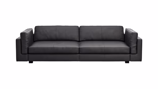 Sofa Aprino 3 - 4-Sitzer XXL, Dickleder, schwarz, Armlehne Kissen