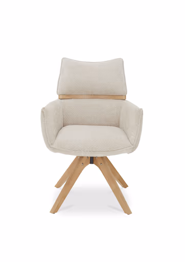 Armlehnstuhl MAROU - drehbar, Stoff, Beige