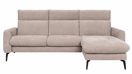 Ecksofa Avela - 2,5-Sitzer mit Longchair rechts inkl. Kopfteile verstellbar und Longchair verstellbar (motorisch), Stoff, Bisquit