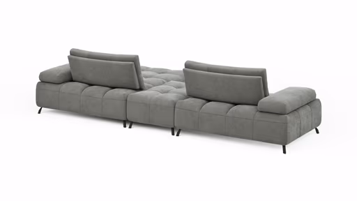 Ecksofa Comodo - 1-Sitzer, Longchair Rechts, Stoff, Hellgrau
