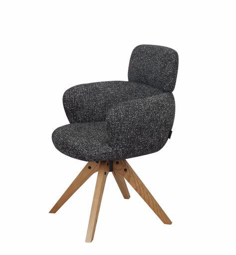 Armlehnstuhl MANJA - drehbar, Stoff, Graublau