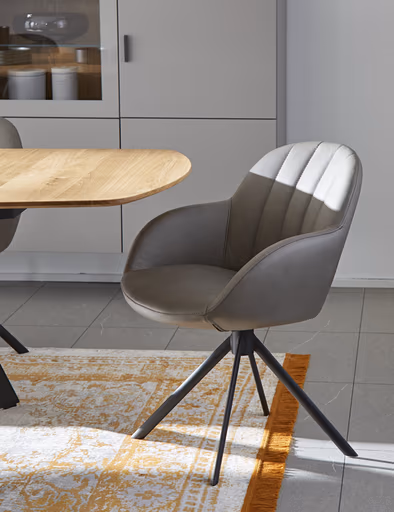 Polsterstuhl Dinner - Leder, Graubraun