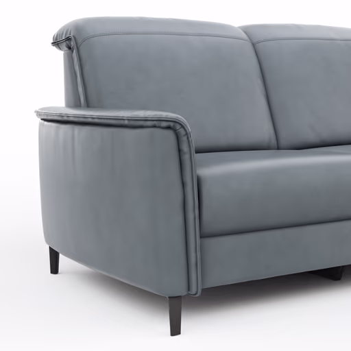 Sofa Bolivien - 2,5-Sitzer mit Relaxfunktion/Kopfteilverstellung motorisch, Leder, Steel