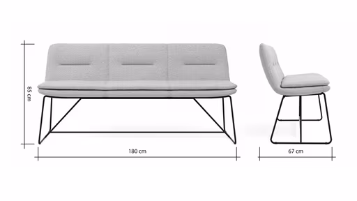Polsterbank Macano - B ca. 180 cm, Stoff, Hellgrau