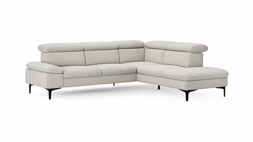 Ecksofa Felipa - 2,5-Sitzer mit Ecke rechts inkl. Kopfteil verstellbar, Stoff, Natur