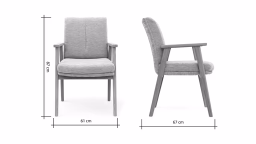 Armlehnstuhl Flore 2 - Stoff, Steingrau